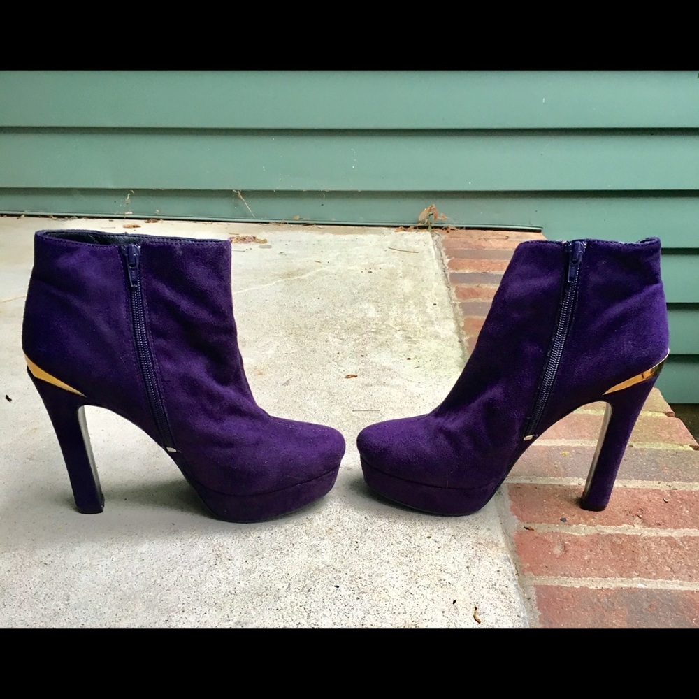 Purple Suede Ankle Boots
